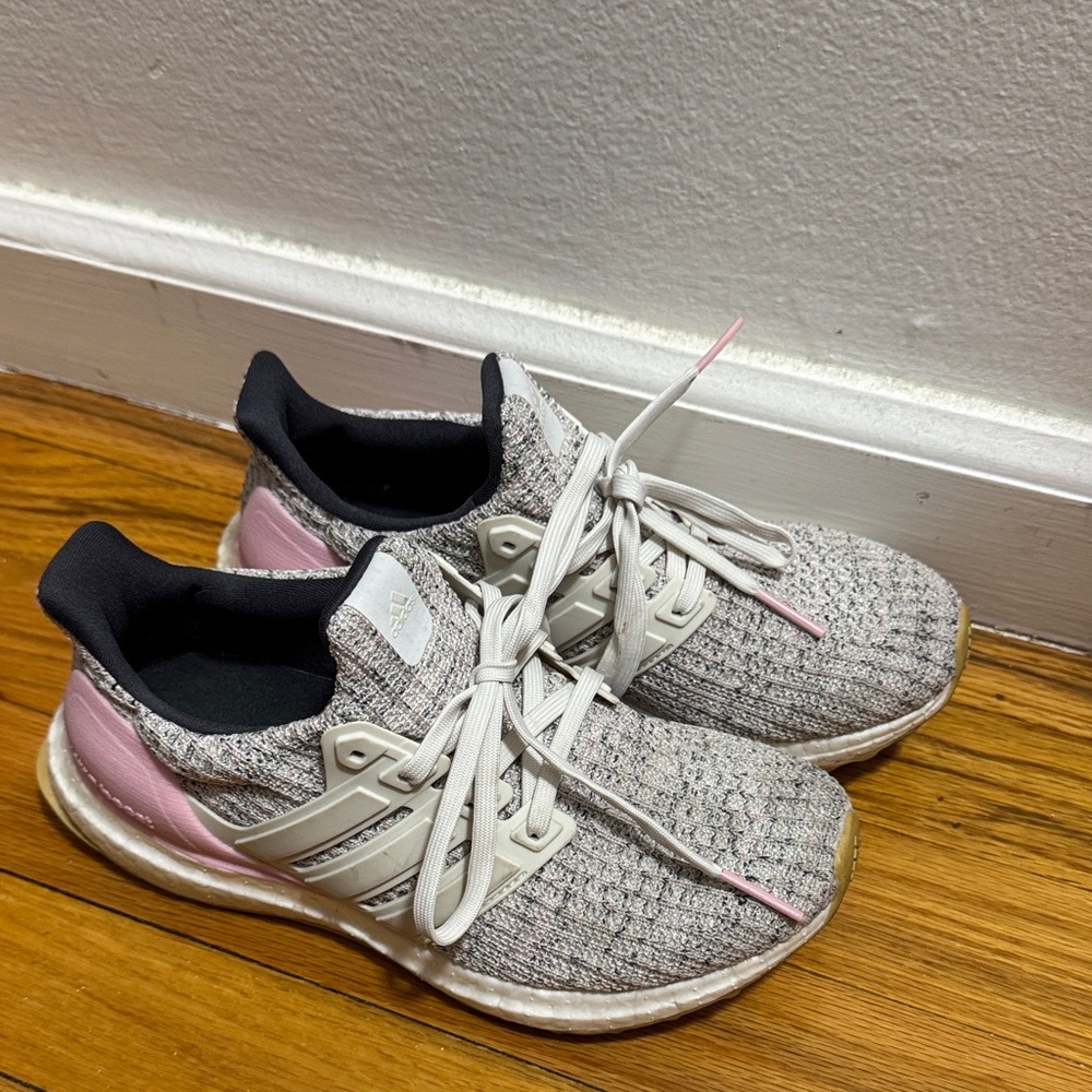 Adidas Pink and White ultra boosts